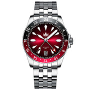 Phoibos Voyager GMT Automatic Watch with Red Dial #PY043D zoom