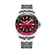 Phoibos Voyager GMT Automatic Watch with Red Dial #PY043D