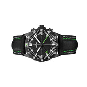 Damasko Black 42mm Chronograph, Green Accents, with 60-Minute Stopwatch Function #DC80BK-Gn side