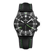 Damasko Black 42mm Chronograph, Green Accents, with 60-Minute Stopwatch Function #DC80BK-Gn zoom