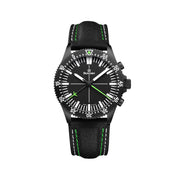 Damasko Black 42mm Chronograph, Green Accents, with 60-Minute Stopwatch Function #DC80BK-Gn