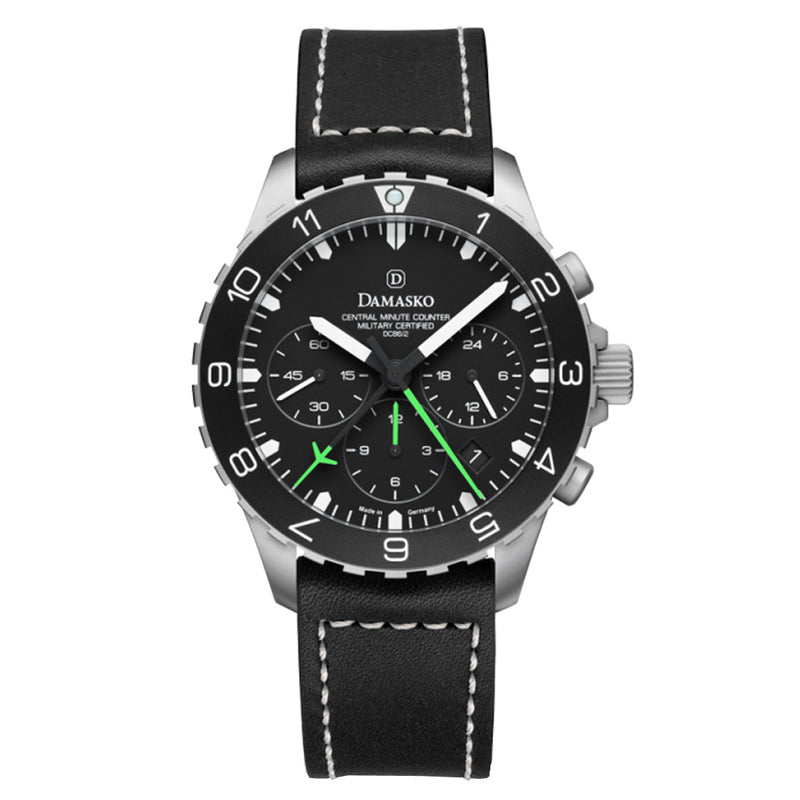 Damasko 42mm Chronograph with Stopwatch and 12-hour Totalizer with Green Accents #DC86/2-Gn zoom