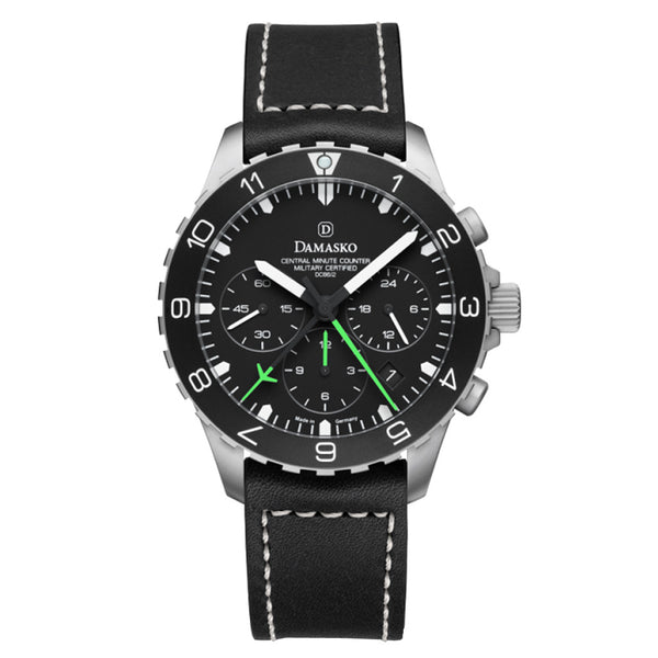 Damasko 42mm Chronograph with Stopwatch and 12-hour Totalizer with Green Accents #DC86/2-Gn zoom