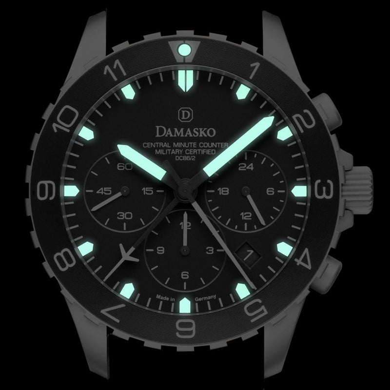 Damasko 42mm Chronograph with a Stopwatch and a 12-hour Totalizer #DC86/2-Or lume