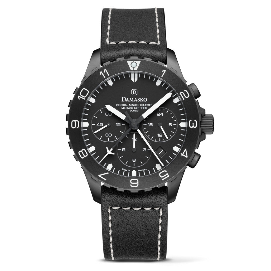 Damasko Black 42mm Chronograph with a Stopwatch plus 12-hour
