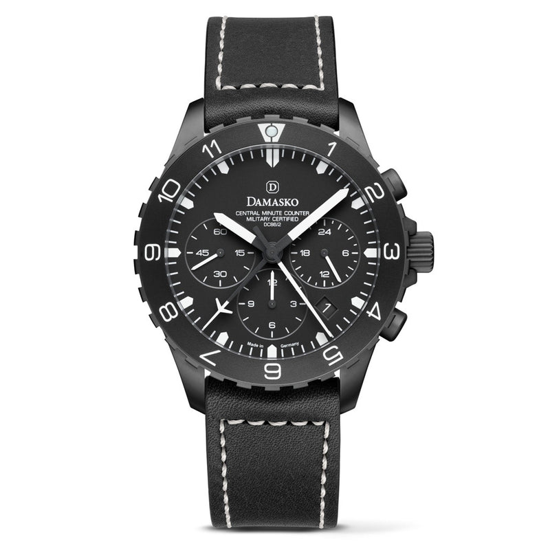 Damasko Black 42mm Chronograph with a Stopwatch plus 12-hour Totalizer #DC86/2BK zoom