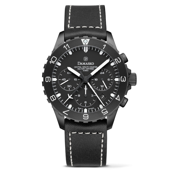 Damasko Black 42mm Chronograph with a Stopwatch plus 12-hour Totalizer #DC86/2BK zoom