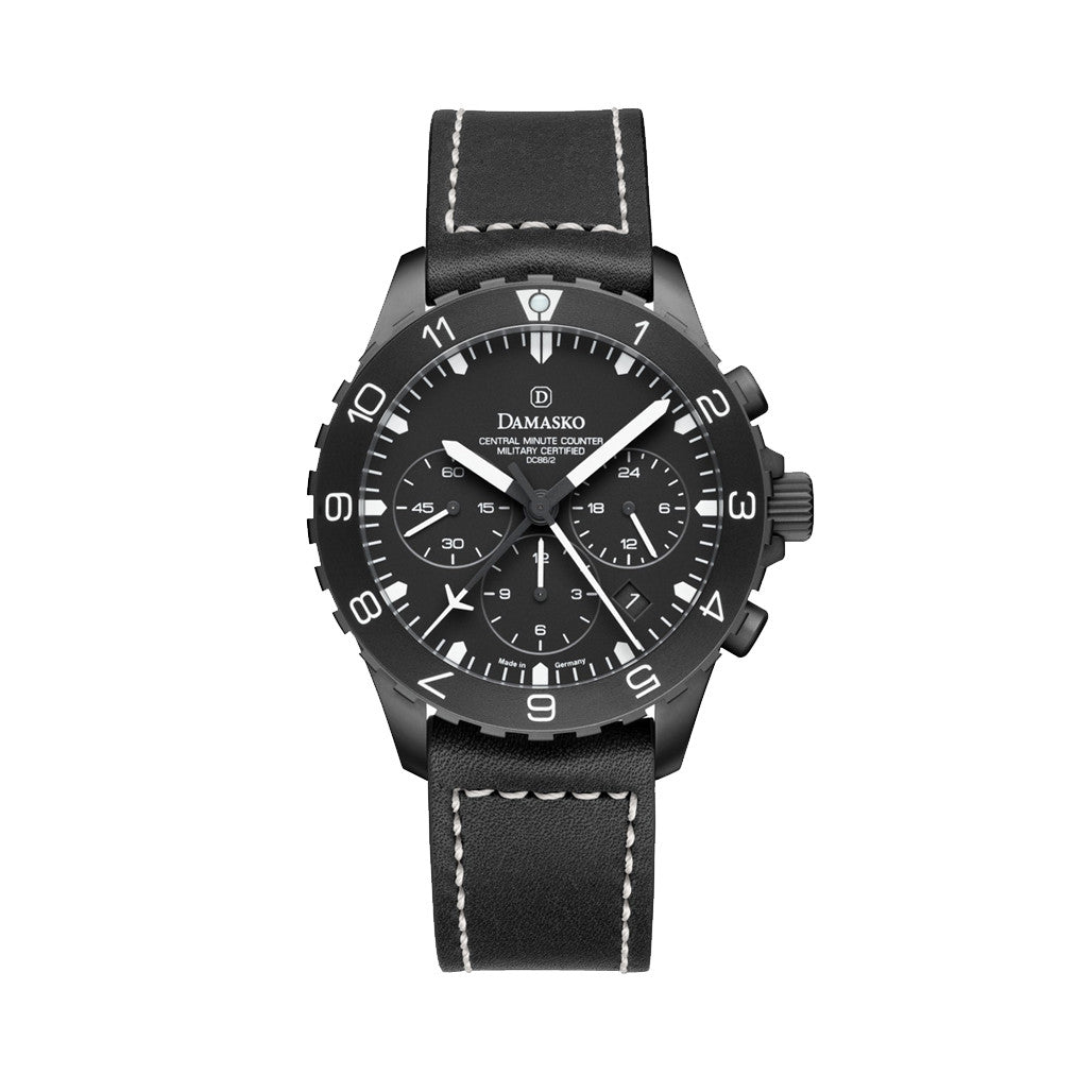 Damasko Black 42mm Chronograph with a Stopwatch plus 12-hour