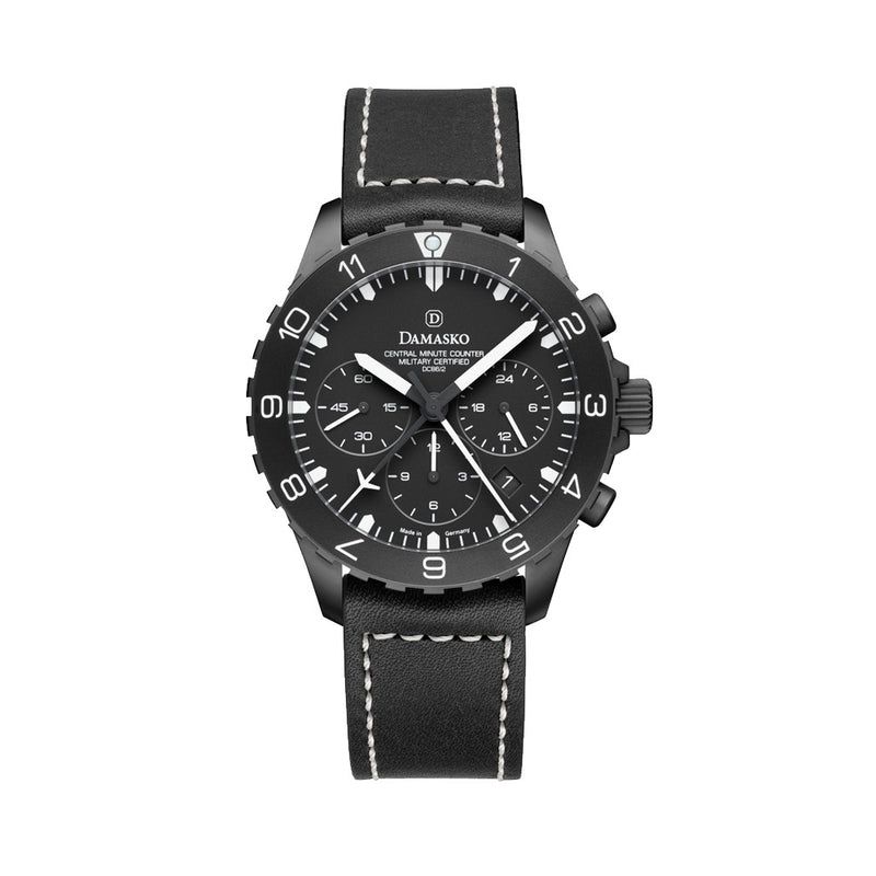 Damasko Black 42mm Chronograph with a Stopwatch plus 12-hour Totalizer #DC86/2BK