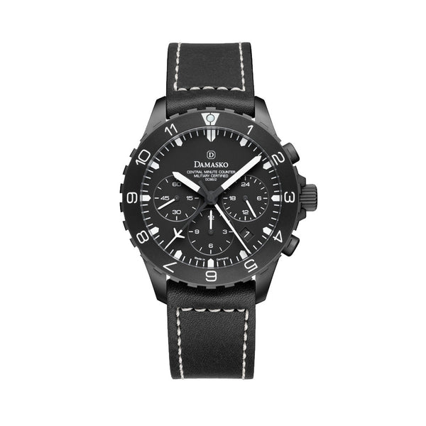 Damasko Black 42mm Chronograph with a Stopwatch plus 12-hour Totalizer #DC86/2BK
