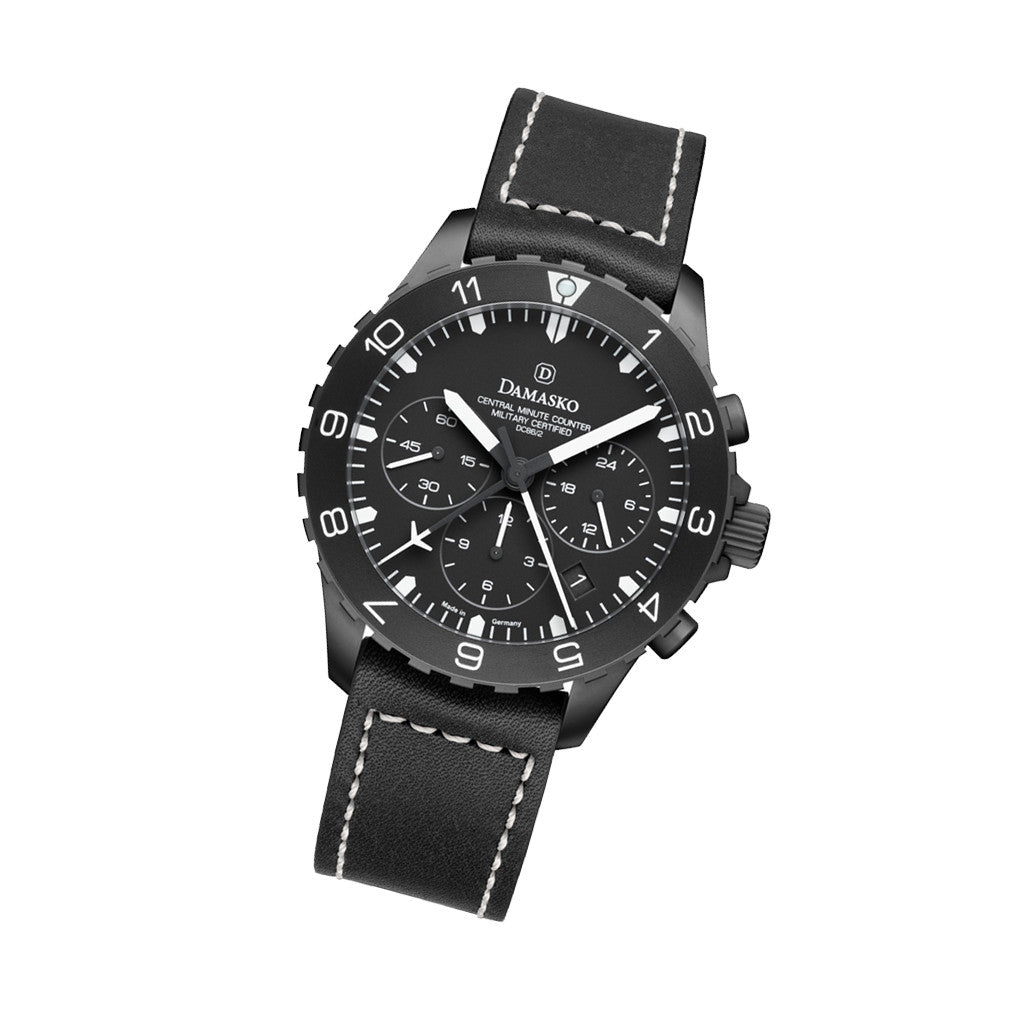 Damasko Black 42mm Chronograph with a Stopwatch plus 12-hour