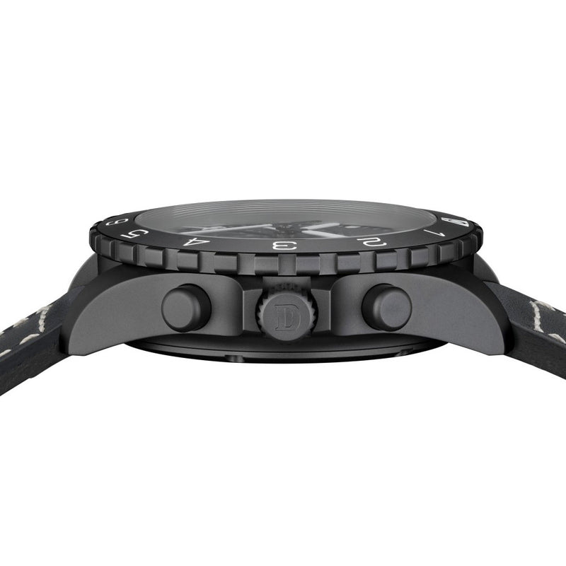 Damasko Black 42mm Chronograph with a Stopwatch plus 12-hour Totalizer #DC86/2BK crown