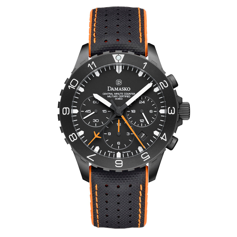 Damasko Black DLC 42mm Chronograph with a Stopwatch and a 12-hour Totalizer #DC86/2BK-Or zoom