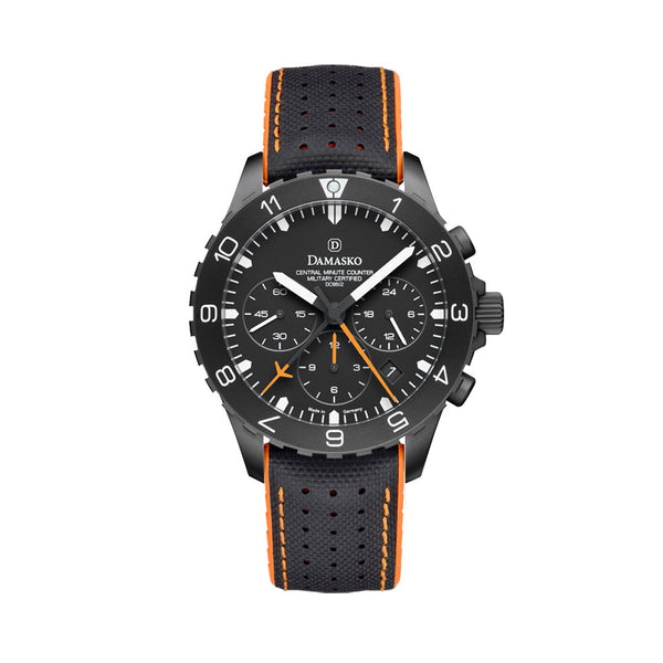 Damasko Black DLC 42mm Chronograph with a Stopwatch and a 12-hour Totalizer #DC86/2BK-Or