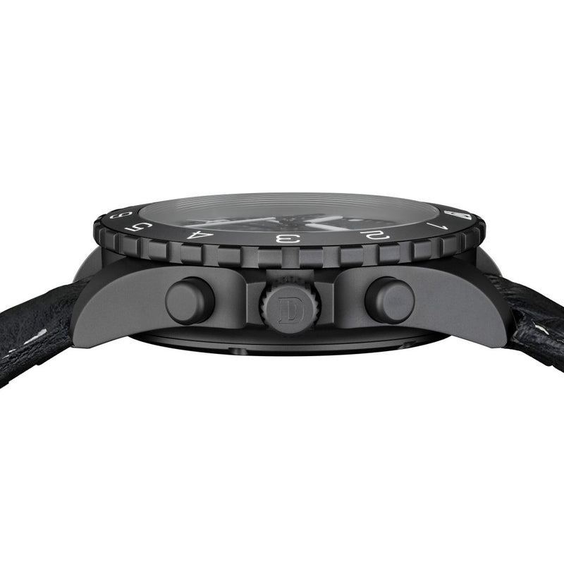 Damasko Black DLC 42mm Chronograph with a Stopwatch and a 12-hour Totalizer #DC86/2BK-Or crown