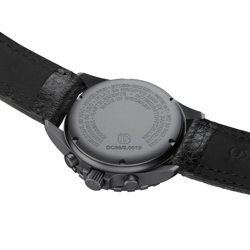 Damasko Black DLC 42mm Chronograph with a Stopwatch and a 12-hour Totalizer #DC86/2BK-Or back