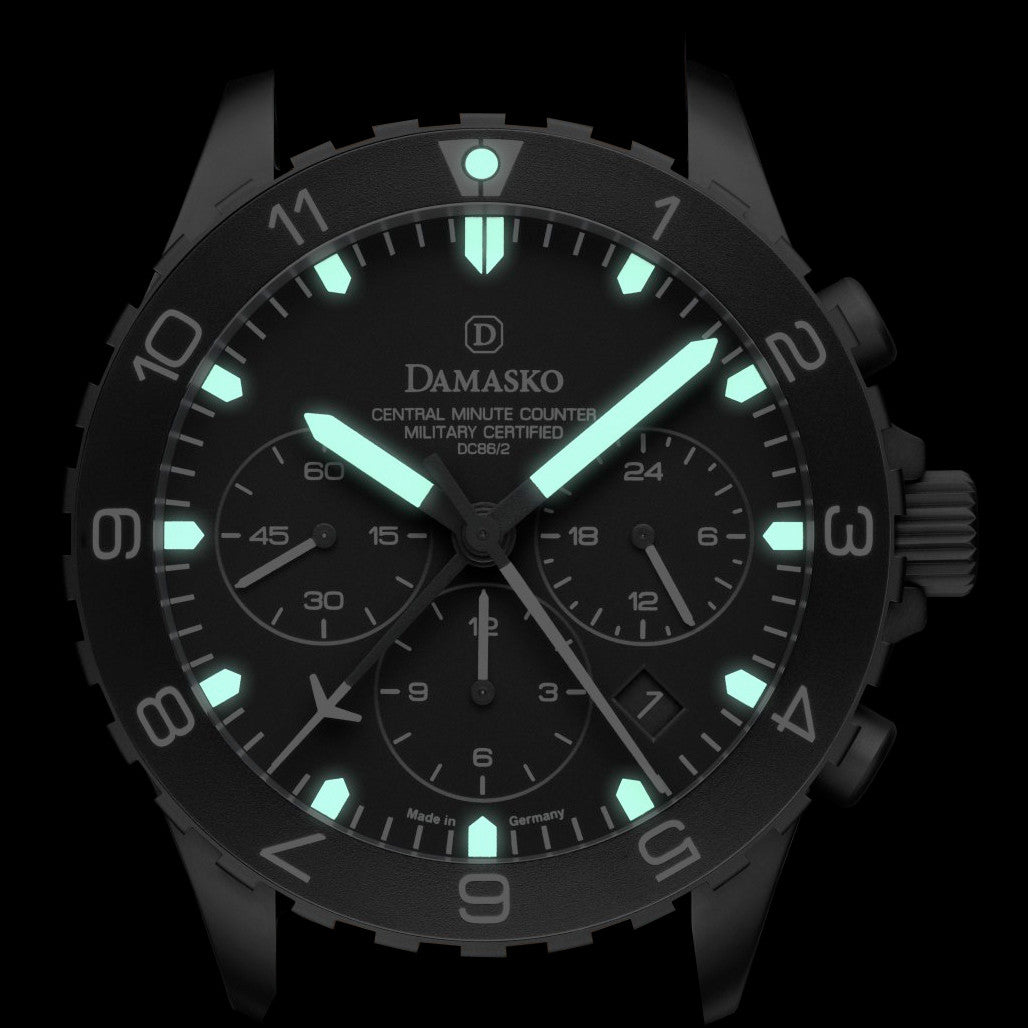 Damasko Black DLC 42mm Chronograph with a Stopwatch and a 12-hour