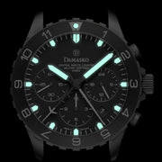 Damasko Black DLC 42mm Chronograph with a Stopwatch and a 12-hour Totalizer #DC86/2BK-Or lume