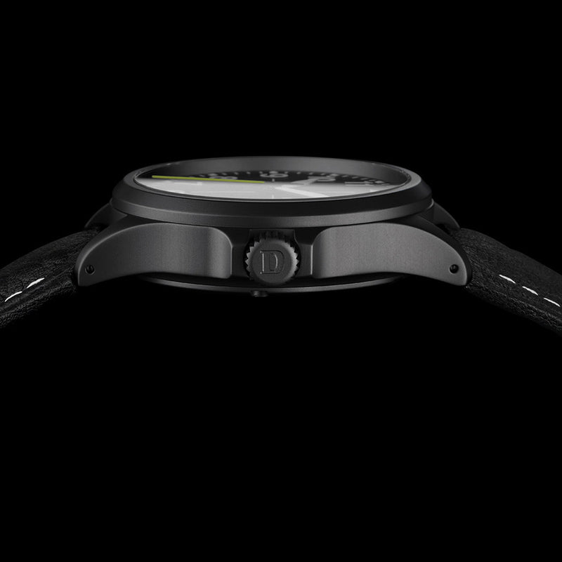 Damasko 40mm Black Automatic Watch with In-House Movement #DK36BK crown