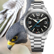 Draken Peregrine 'A' Black Dial Watch with Left Crown #DKN-11