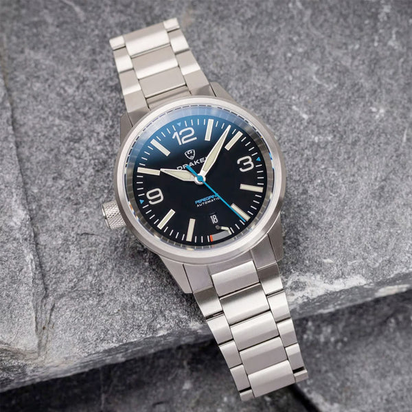 Draken Peregrine 'A' Black Dial Watch with Left Crown #DKN-11