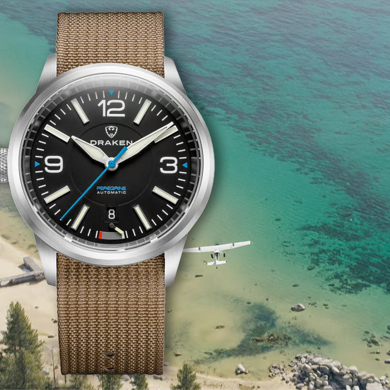Draken Peregrine 'A' Black Dial Watch with Left Crown #DKN-11