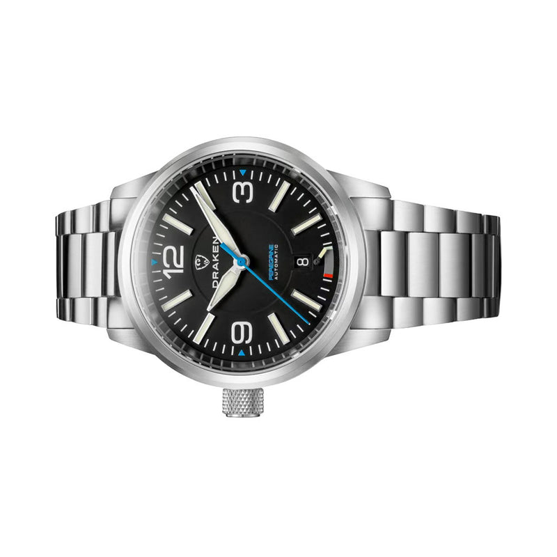 Draken Peregrine 'A' Black Dial Watch with Left Crown #DKN-11