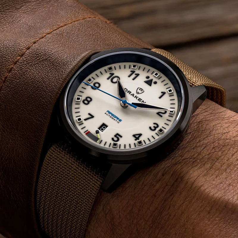Draken Peregrine DLC 'B' Full Lume Dial Watch with Left Crown #DKN-17