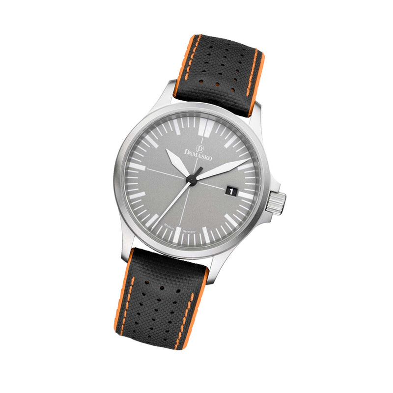 Damasko Swiss DS30 Automatic Watch with a 39mm Bead-Blasted Submarine Steel Case #DS30-Grey tilt