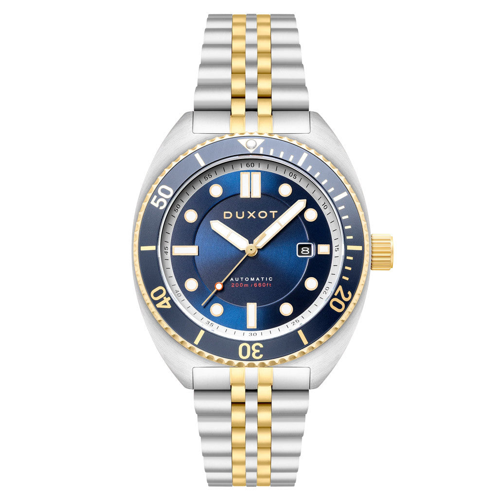 Duxot Tortuga Automatic Two-Tone Dive Watch with Blue Dial #DX