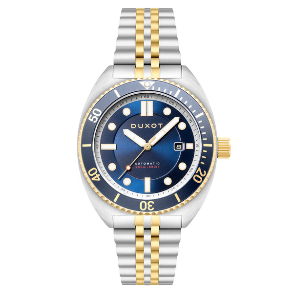 Duxot Tortuga Automatic Two-Tone Dive Watch with Blue Dial #DX-2026-44