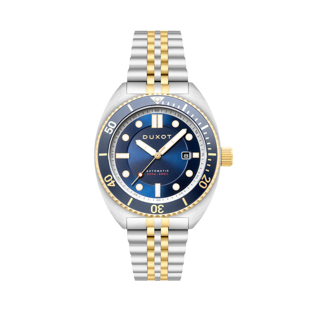 Duxot Tortuga Automatic Two-Tone Dive Watch with Blue Dial #DX