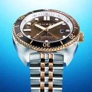Duxot Tortuga Automatic Two-Tone Dive Watch with Brown Dial #DX-2026-55