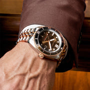 Duxot Tortuga Automatic Two-Tone Dive Watch with Brown Dial #DX-2026-55
