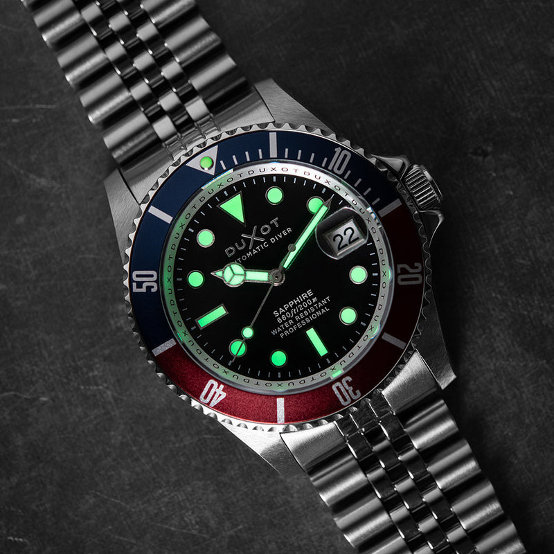 Duxot Atlantica Automatic Dive Watch with Onyx Black Dial #DX-2057-11