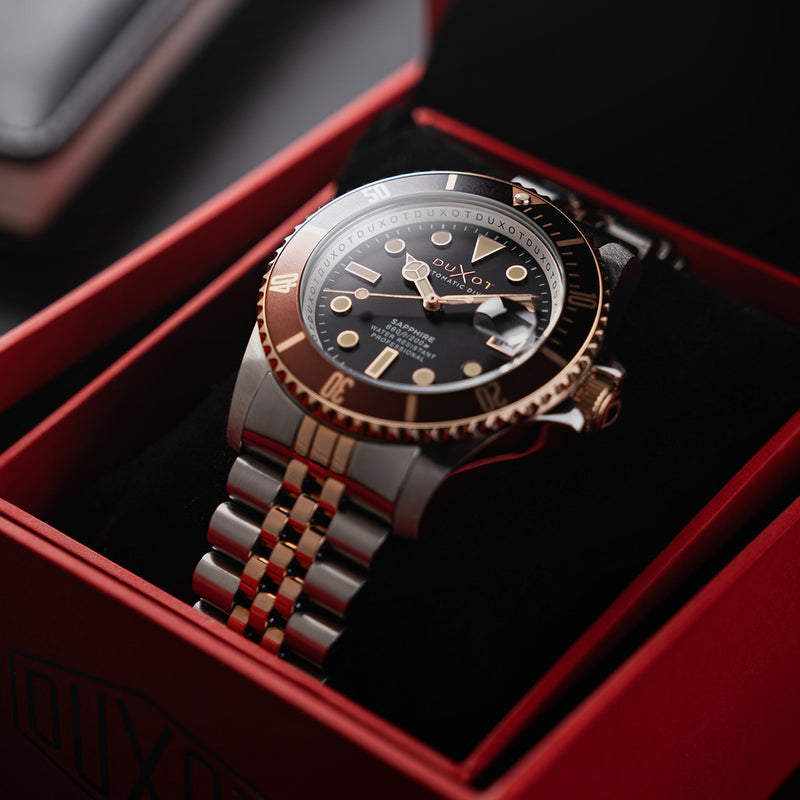 Duxot Atlantica Automatic Dive Watch with Two Tone Brown Dial #DX-2057-66