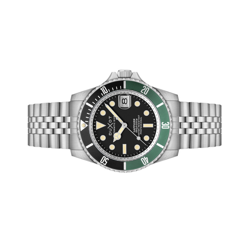 Duxot Atlantica Automatic Dive Watch with Pitch Black Dial #DX