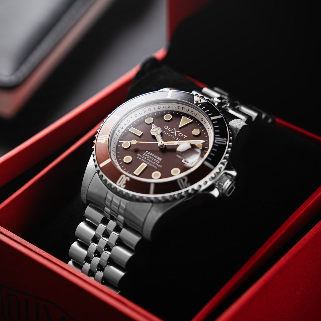 Duxot Atlantica Automatic Dive Watch with Chocolate Brown Dial #DX