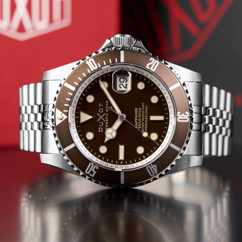 Duxot Atlantica Automatic Dive Watch with Chestnut Brown Dial #DX-2057-CC