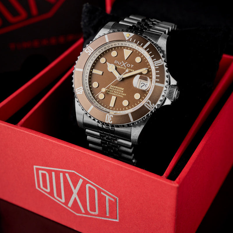 Duxot Atlantica Automatic Dive Watch with Chestnut Brown Dial #DX-2057-CC