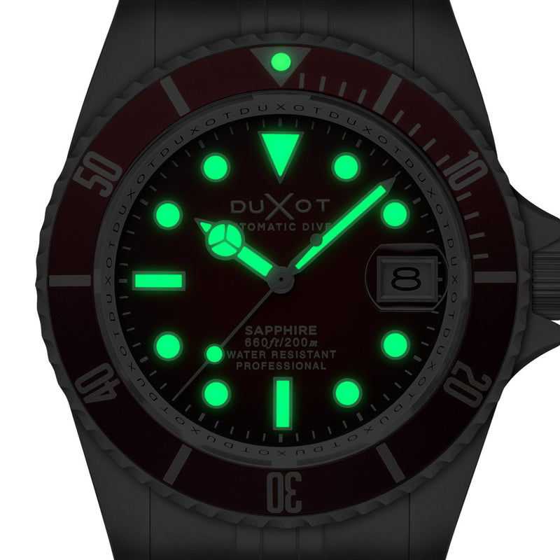 Duxot Atlantica Automatic Dive Watch with Merlot Red Dial #DX-2057-EE