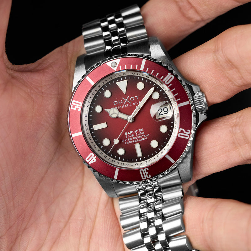 Duxot Atlantica Automatic Dive Watch with Merlot Red Dial #DX-2057-EE