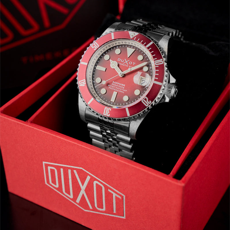 Duxot Atlantica Automatic Dive Watch with Merlot Red Dial #DX-2057-EE