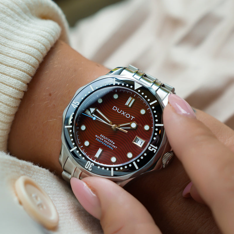 Duxot Henri Diver Automatic with Maroon Red Dial #DX-2060-55