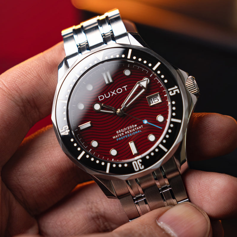 Duxot Henri Diver Automatic with Maroon Red Dial #DX-2060-55