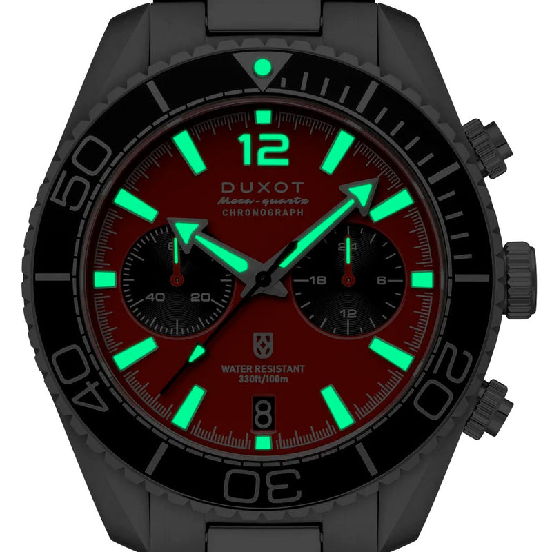 Duxot Tiburon Meca-Quartz Chronograph in Brick Red #DX-2062-22