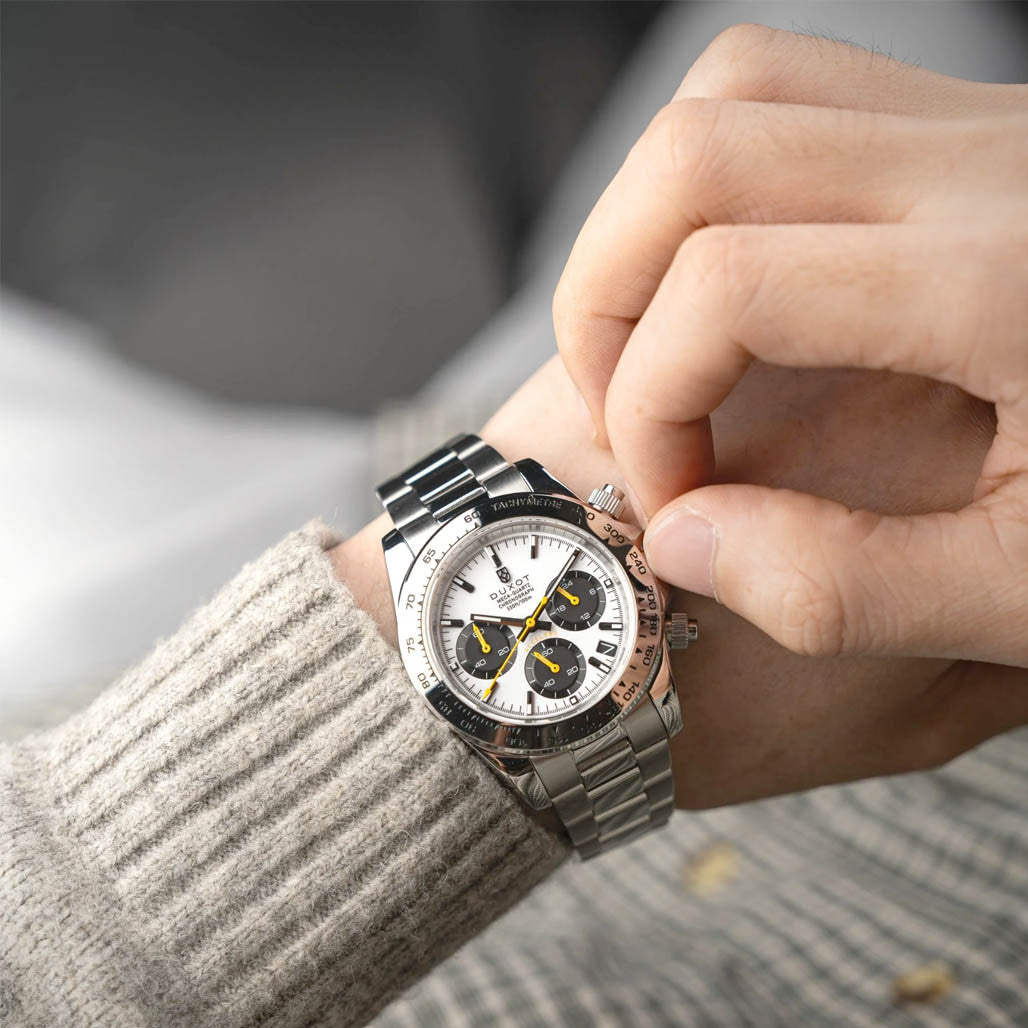 Duxot Accelero Chronograph with Star White Dial #DX-2065-AA — Long