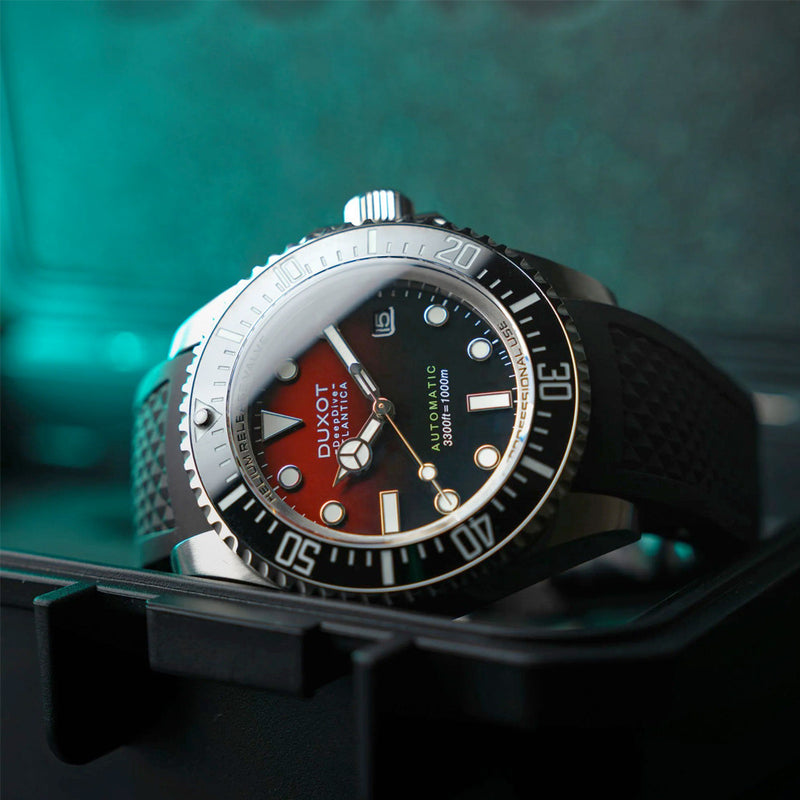 Duxot Atlantica Deep Dive Automatic Limited Edition Scarlet Red Dial #DX-2066-33
