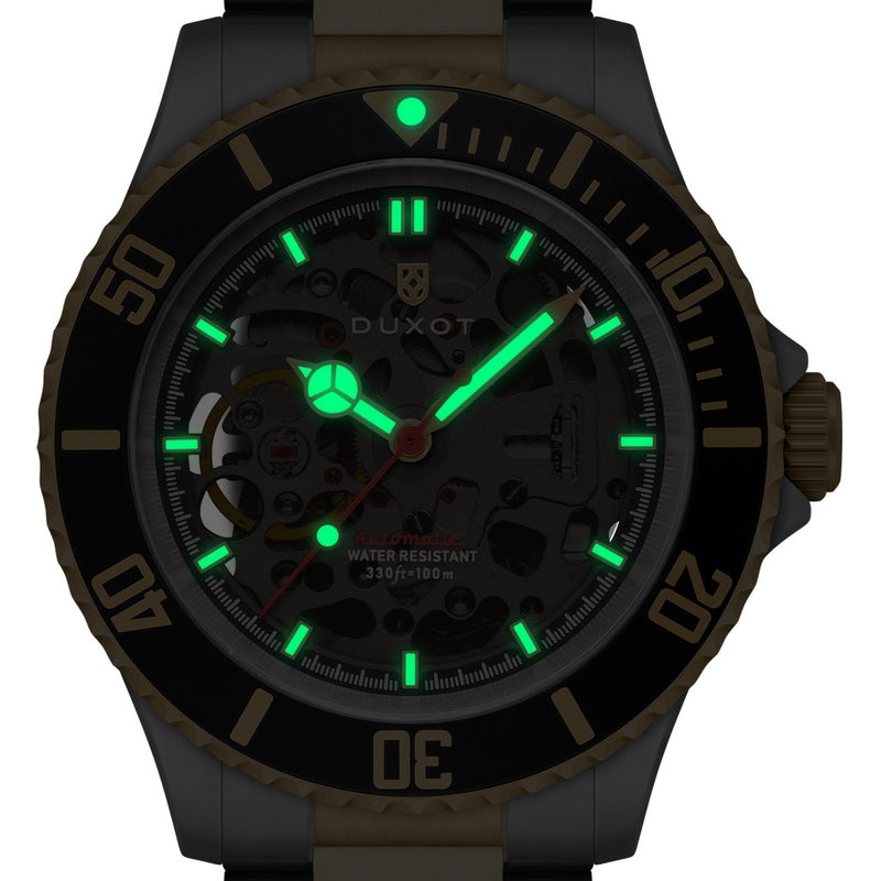 Duxot Atlantica Skeleton Automatic Two Tone Black #DX-2067-44