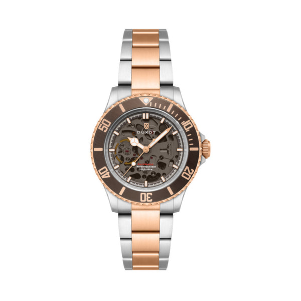 Duxot Atlantica Skeleton Automatic Two Tone Brown #DX-2067-66